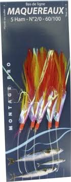 BAS DE LIGNE MAQUEREAU 5 HAM N°2/0 PLUMES R/J